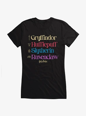Harry Potter Houses Lineup Girls T-Shirt