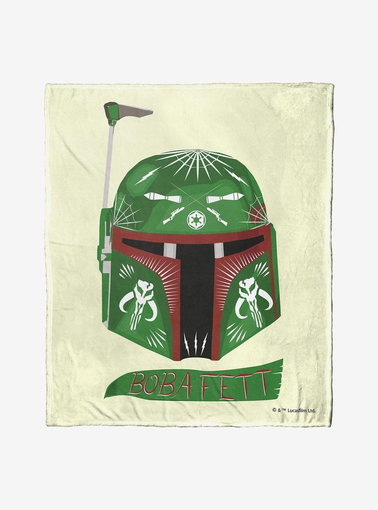 Star Wars Boba Fett Decorated Helmet Throw Blanket