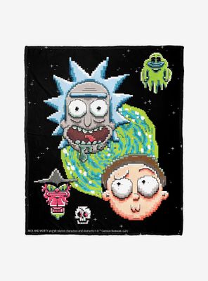 Rick And Morty Pixelverse Throw Blanket