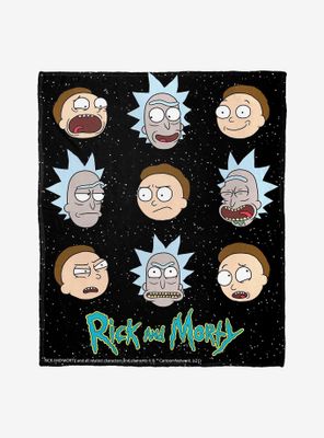 Rick And Morty Talking Heads Throw Blanket