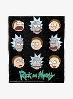 Rick And Morty Talking Heads Throw Blanket