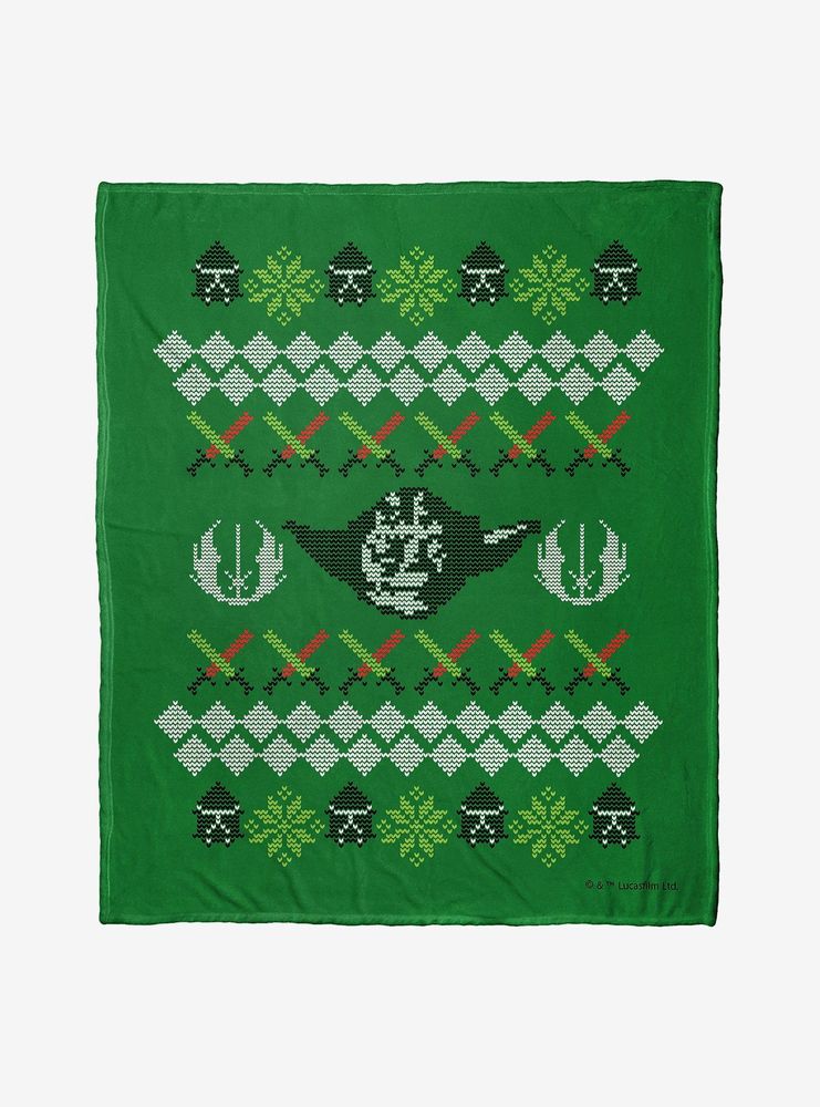 Star Wars Yoda Xmas Sweater Throw Blanket