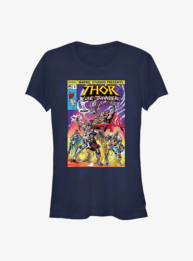 Marvel Thor: Love and Thunder For Asgard Comic Cover Girls T-Shirt