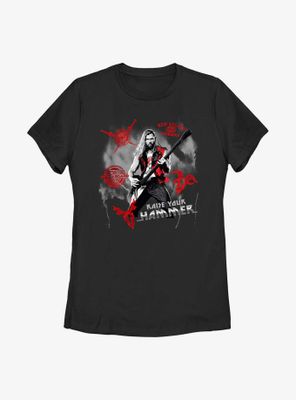Marvel Thor: Love And Thunder Rock God Raise Your Hammer Womens T-Shirt