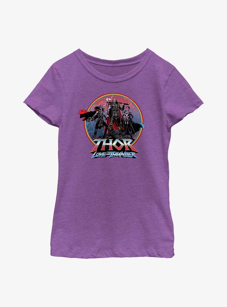 Marvel Thor: Love And Thunder Asgardians Circle Badge Youth Girls T-Shirt