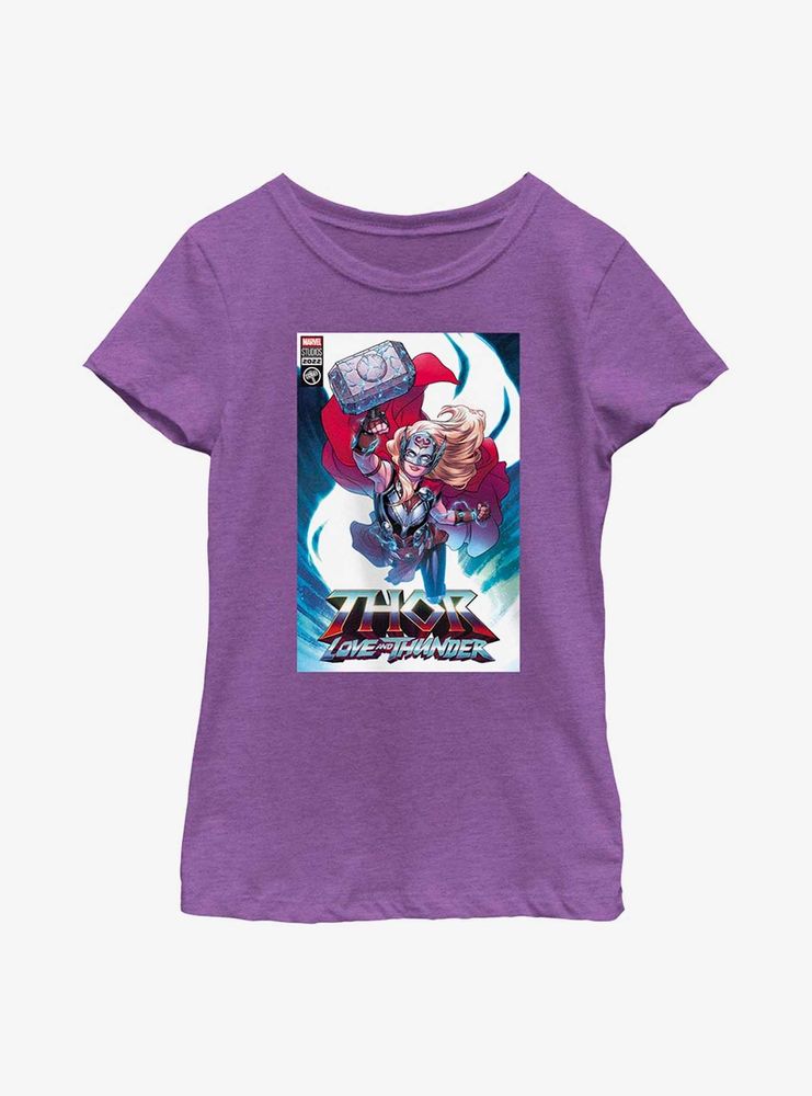 Marvel Thor: Love And Thunder Mighty Thor Comic Cover Youth Girls T-Shirt