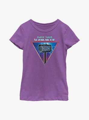 Marvel Thor: Love And Thunder Mjolnir Raise Your Hammer Youth Girls T-Shirt