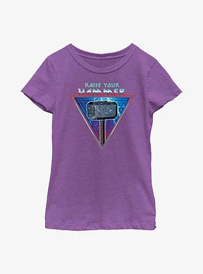 Marvel Thor: Love And Thunder Mjolnir Raise Your Hammer Youth Girls T-Shirt