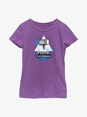 Marvel Thor: Love And Thunder Mjolnir Triangle Badge Youth Girls T-Shirt