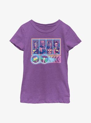 Marvel Thor: Love And Thunder Neon Character Select Youth Girls T-Shirt