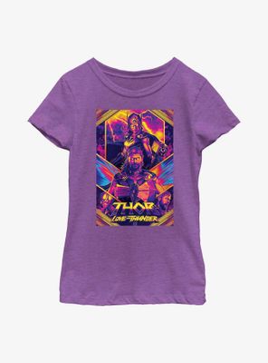 Marvel Thor: Love And Thunder Neon Poster Youth Girls T-Shirt