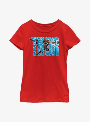 Marvel Thor: Love And Thunder Lightning Letters Youth Girls T-Shirt