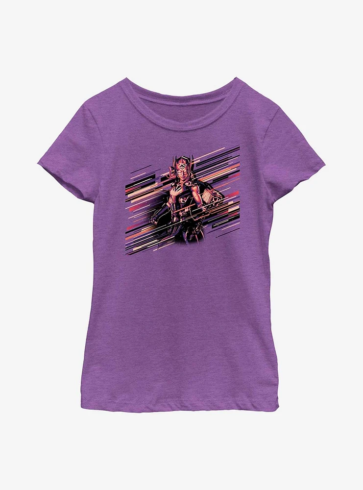 Marvel Thor: Love And Thunder Stripes Mighty Thor Youth Girls T-Shirt