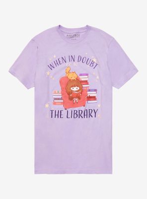 Harry Potter Chibi Hermione & Crookshanks Library Women’s T-Shirt - BoxLunch Exclusive