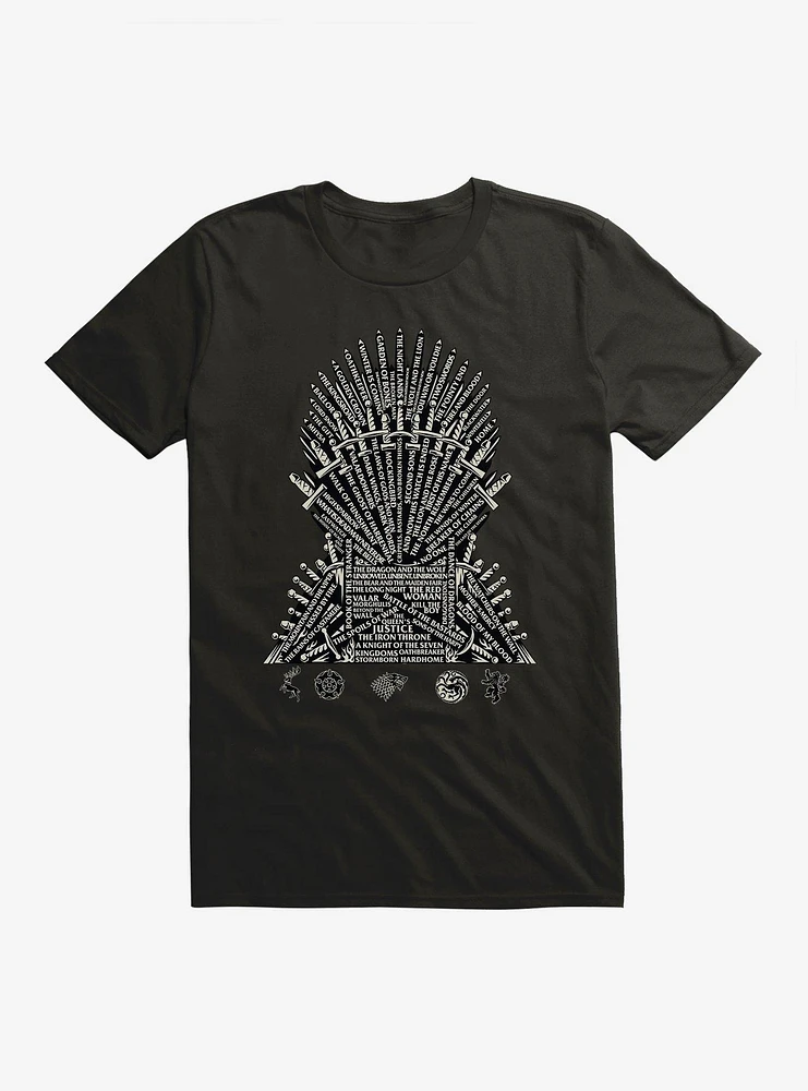 Game Of Thrones Episode Names Throne T-Shirt