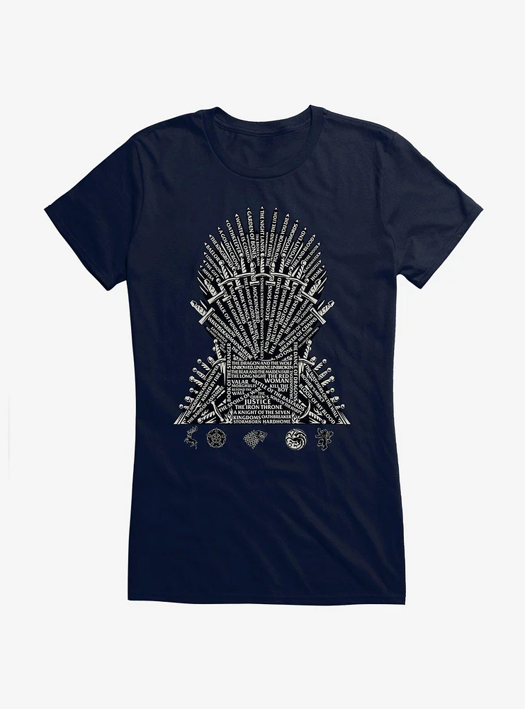 Game Of Thrones Episode Names Throne Girls T-Shirt