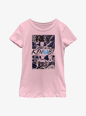 Star Wars Obi-Wan Kenobi Battle Comic Panels Youth Girls T-Shirt