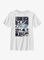 Star Wars Obi-Wan Kenobi Battle Comic Panels Youth T-Shirt