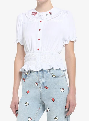 Hello Kitty Lace Girls Woven Button-Up Top