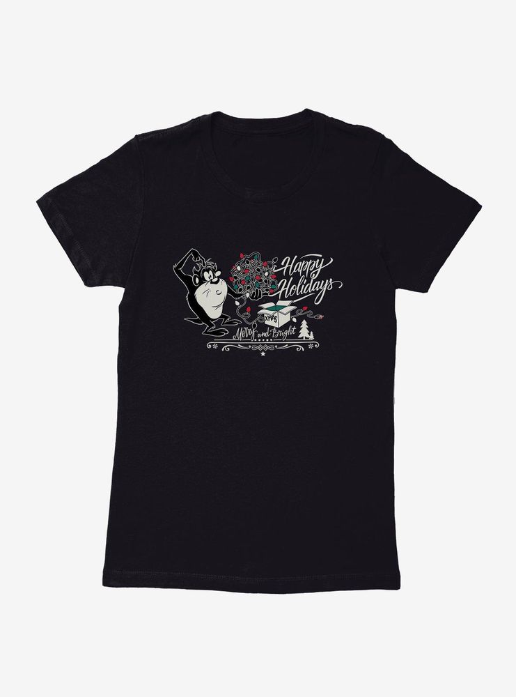 Looney Tunes Taz Happy Holidays Womens T-Shirt