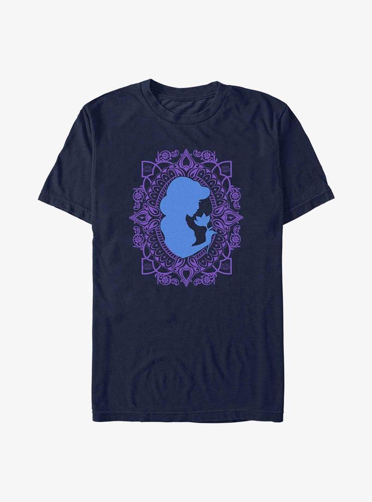 Disney Aladdin 30th Anniversary Jasmine Flower Frame Silhouette T-Shirt