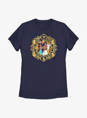 Disney Aladdin 30th Anniversary Group Together Framed Womens T-Shirt