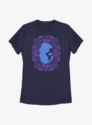 Disney Aladdin 30th Anniversary Jasmine Flower Frame Silhouette Womens T-Shirt