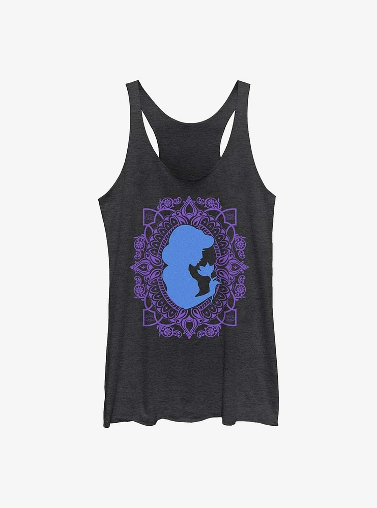 Disney Aladdin 30th Anniversary Jasmine Flower Frame Silhouette Womens Tank Top