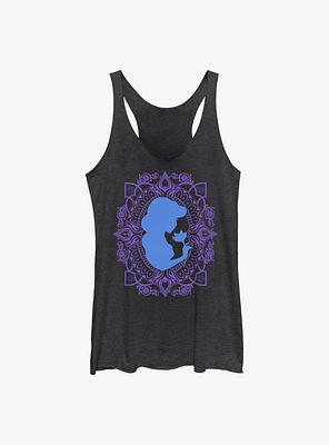 Disney Aladdin 30th Anniversary Jasmine Flower Frame Silhouette Womens Tank Top