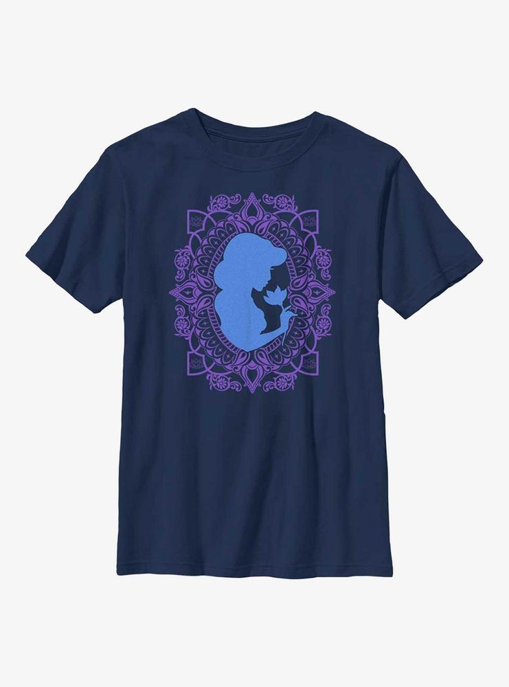 Disney Aladdin 30th Anniversary Jasmine Flower Frame Silhouette Youth T-Shirt