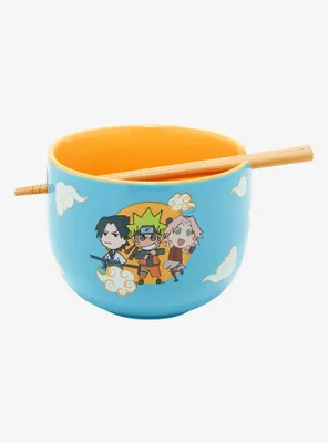 Naruto Shippuden Chibi Ninjas Sketch Art Ramen Bowl with Chopsticks 
