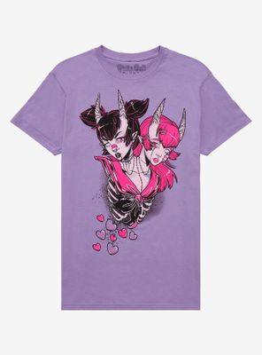 Zombie Demon Girl Heads Boyfriend Fit Girls T-Shirt By Pinku Kult