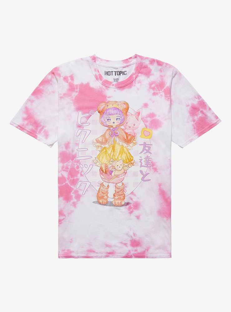 Hot Topic Hello Kitty Chibi Tie-Dye Boyfriend Fit Girls T-Shirt