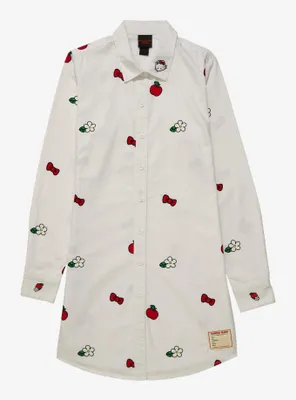 Sanrio Hello Kitty Icons Allover Print Button-Down Shirt Dress - BoxLunch Exclusive