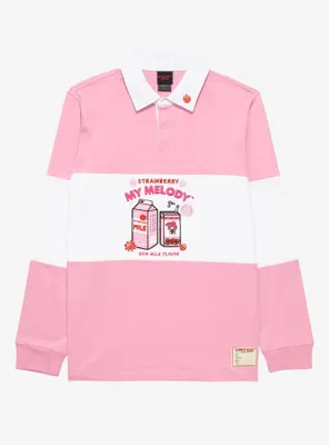 Sanrio My Melody Strawberry Milk Embroidered Rugby Shirt - BoxLunch Exclusive