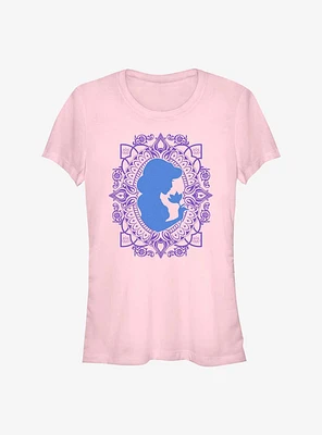 Disney Aladdin Jasmine Flower Frame Silhouette Girls T-Shirt