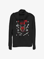 Stranger Things Hellfire Club Cowl Neck Long-Sleeve Top