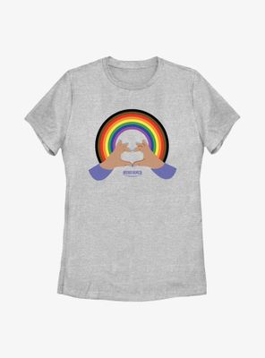 Rebel Girls Hand Heart Rainbow Womens T-Shirt