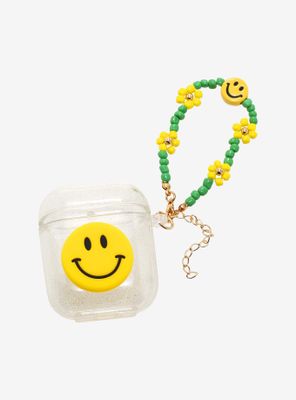 Smiling Face Glitter Wireless Earbud Case Cover