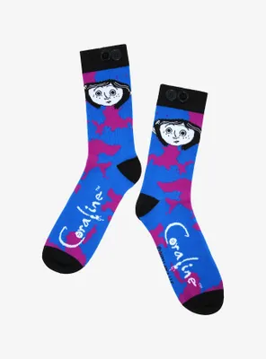 Coraline Button Eyes Tie-Dye Crew Socks - BoxLunch Exclusive 