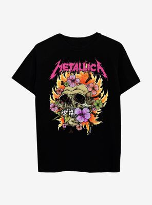 Metallica Floral Skull Boyfriend Fit Girls T-Shirt