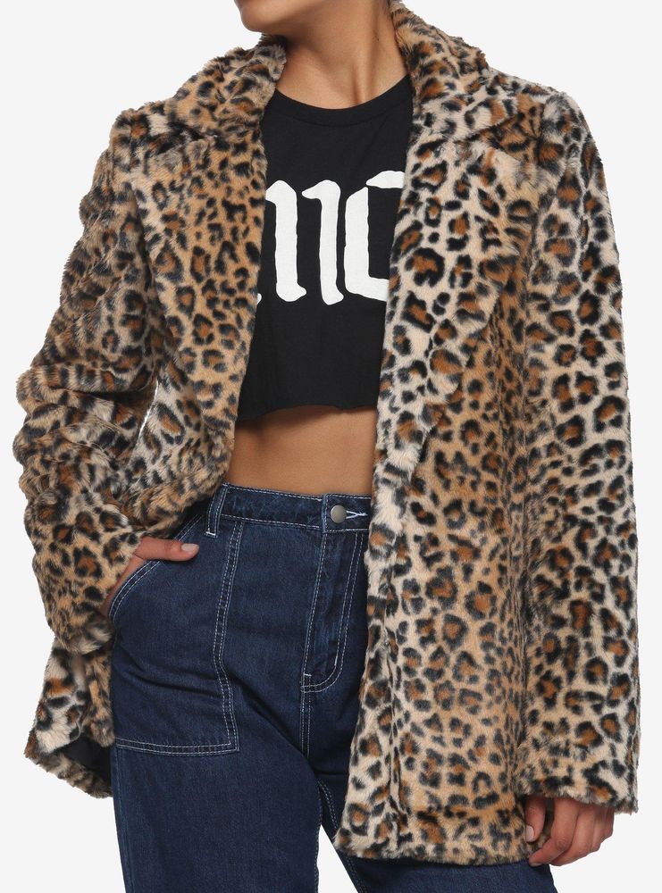 Leopard Faux Fur Girls Coat