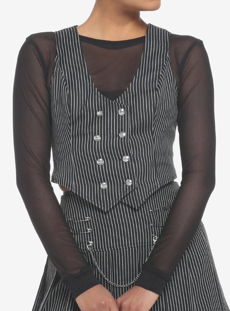 Pinstripe Double-Breasted Girls Vest