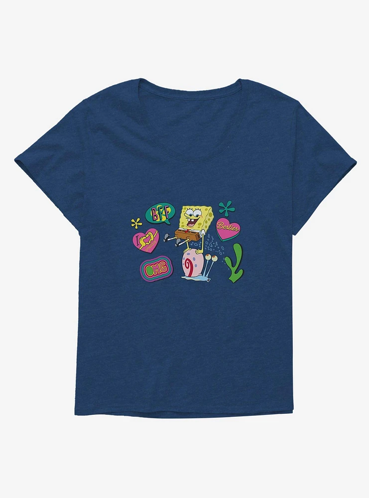 SpongeBob SquarePants Besties Patches Girls T-Shirt Plus