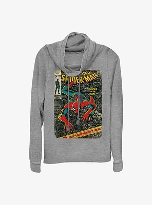 Marvel Spider-Man Spidey Comic Cover Cowl Neck Long-Sleeve Top