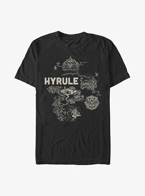 Nintendo Zelda Regional Map of Hyrule T-Shirt