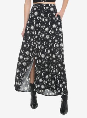 Celestial Button-Front Maxi Skirt