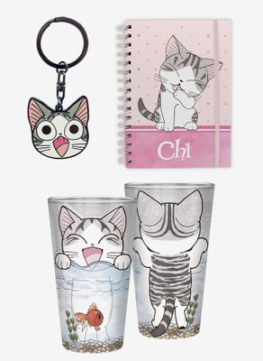 Chi'S Sweet Home Notebook, Large Glass, & Keychain Bundle
