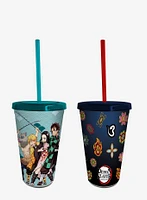 Demon Slayer: Kimetsu No Yaiba Tumbler With Straw Set