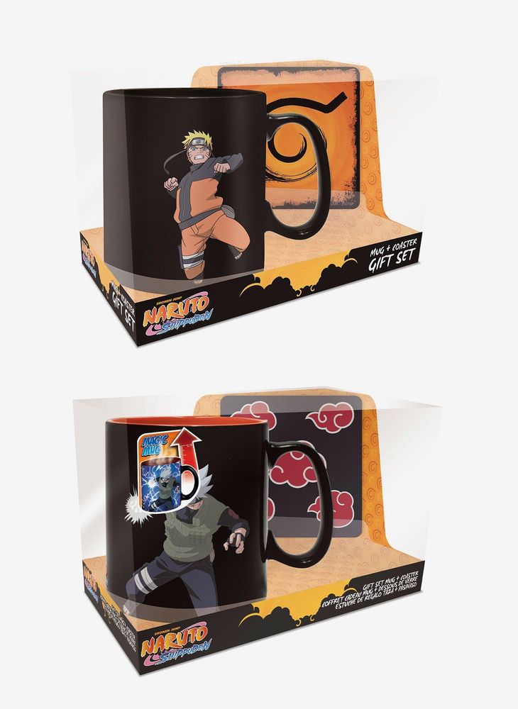 Naruto Shippuden Gift Set Assortment Includes Akatsuki Cloud Print And The Konoha Symbol Coasters